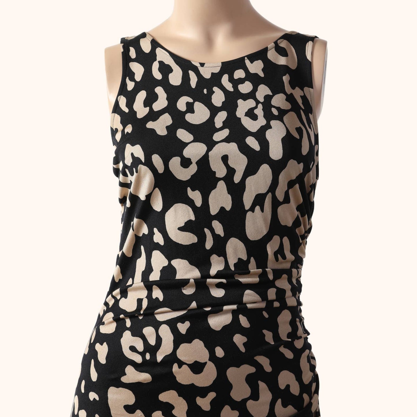 JAY GODFREY Black and Tan Animal Print Silk Mini Dress