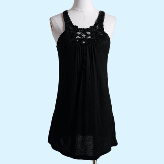 TOPSHOP Vintage Black Embellished Sleeveless Top