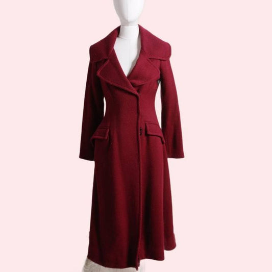 VIVIENNE TAM Crimson Red Wool Long Coat
