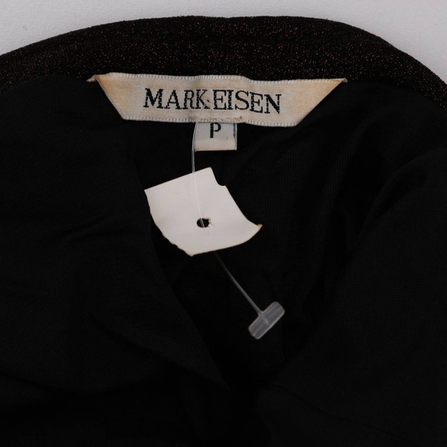 MARK EISEN Vintage Black with Bronze Threading Halter Mini Dress
