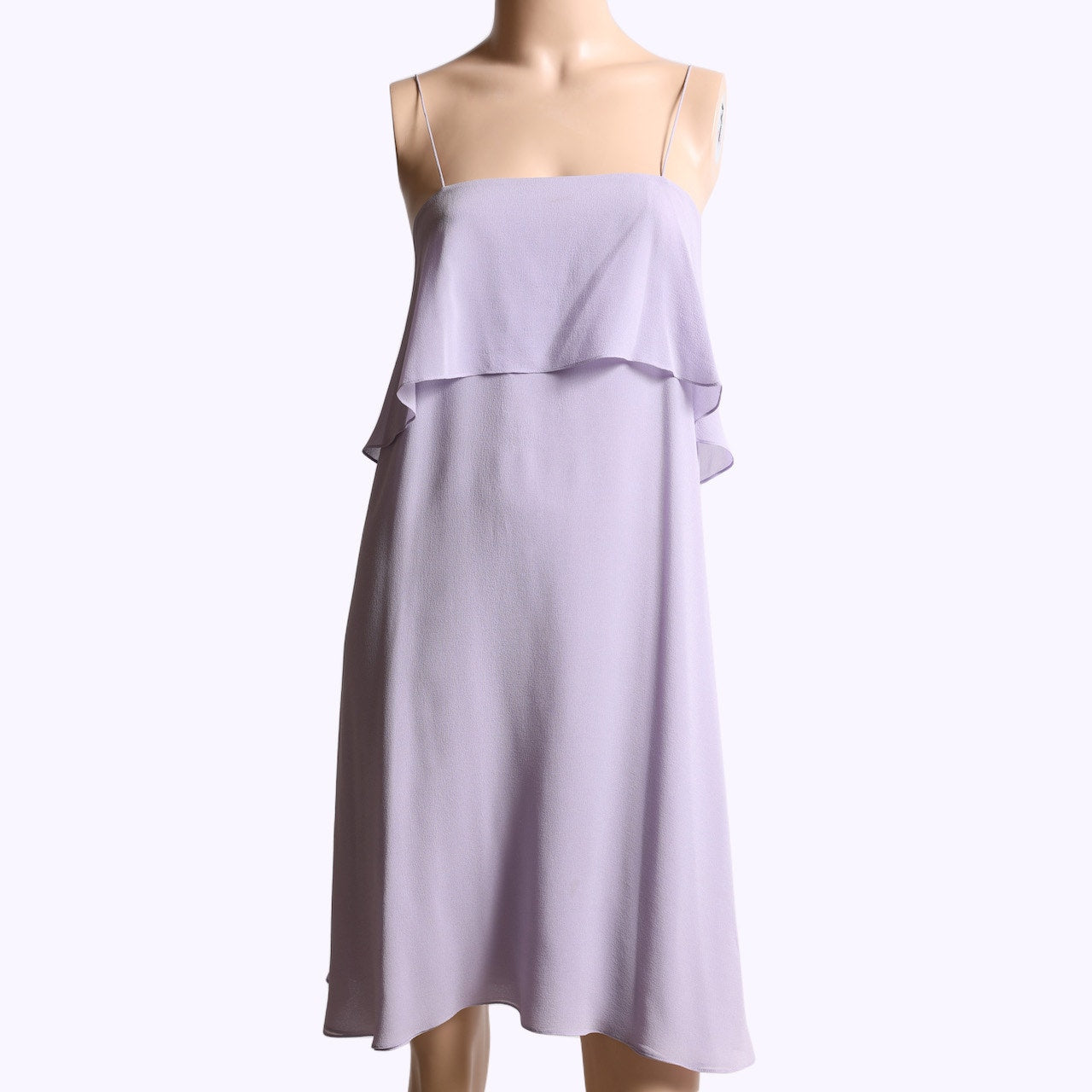 JOSEPH Vintage Lavender Silk Ruffle Overlay Knee Length Dress