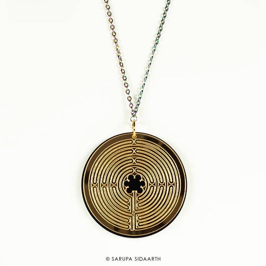 SARUPA SIDAARTH Gold and Black Acrylic Labyrinth Necklace