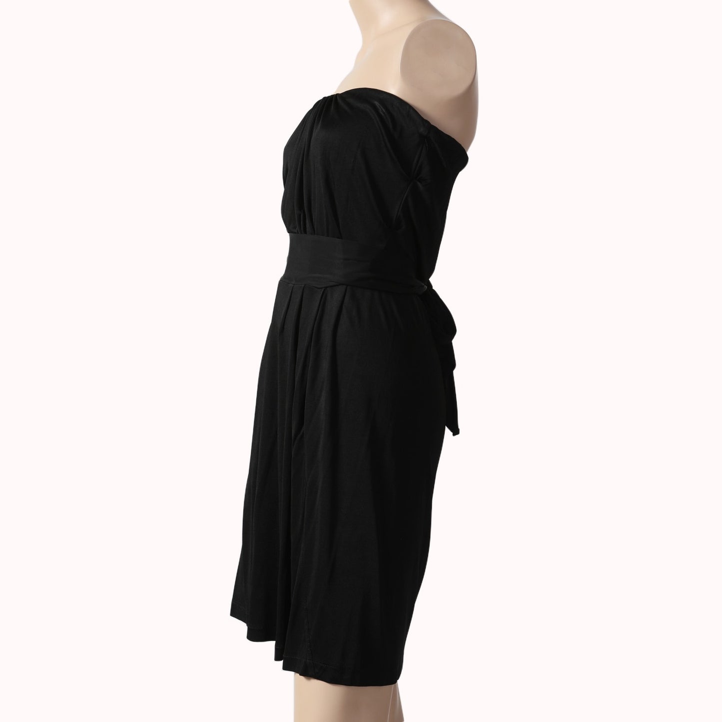 MAJE Black Strapless Ruched Mini Dress