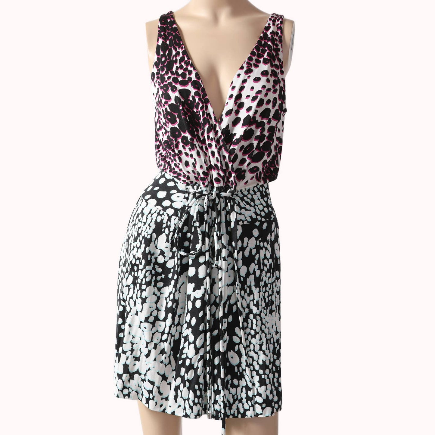 DIANE VON FURSTENBERG Multicolor Printed Sleeveless Silk Mini Dress