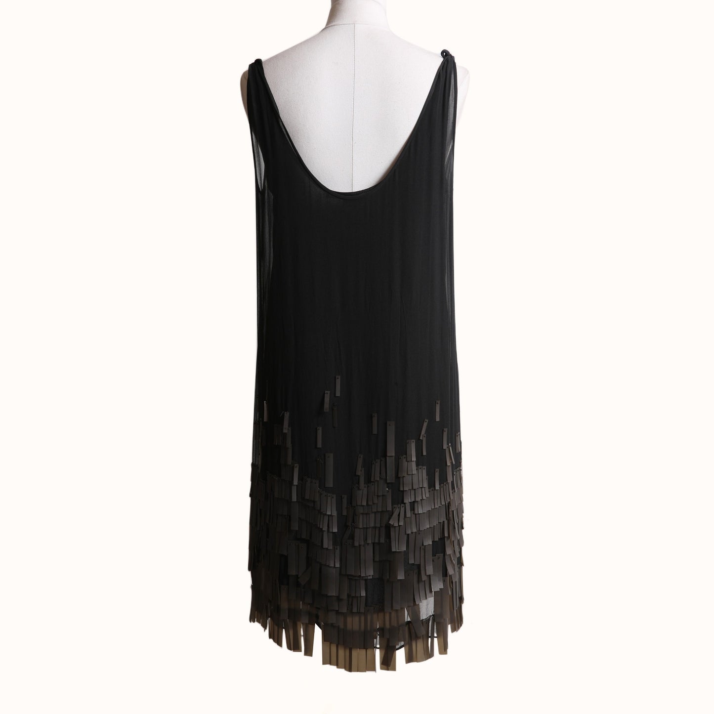DIANE VON FURSTENBERG Vintage Black Silk Sleeveless Fringe Flapper Mini Dress