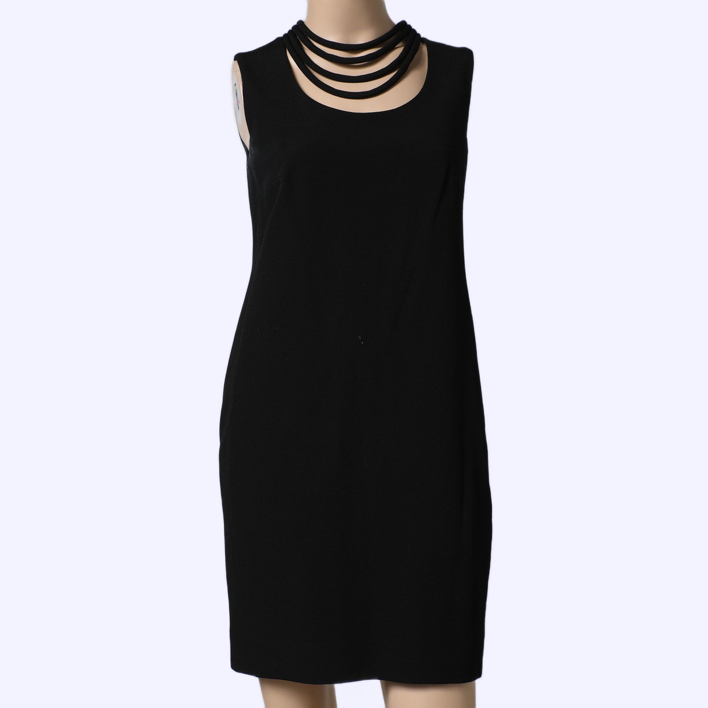 DIANE VON FURSTENBERG Black Sleeveless Necklace Detail Sheath Dress