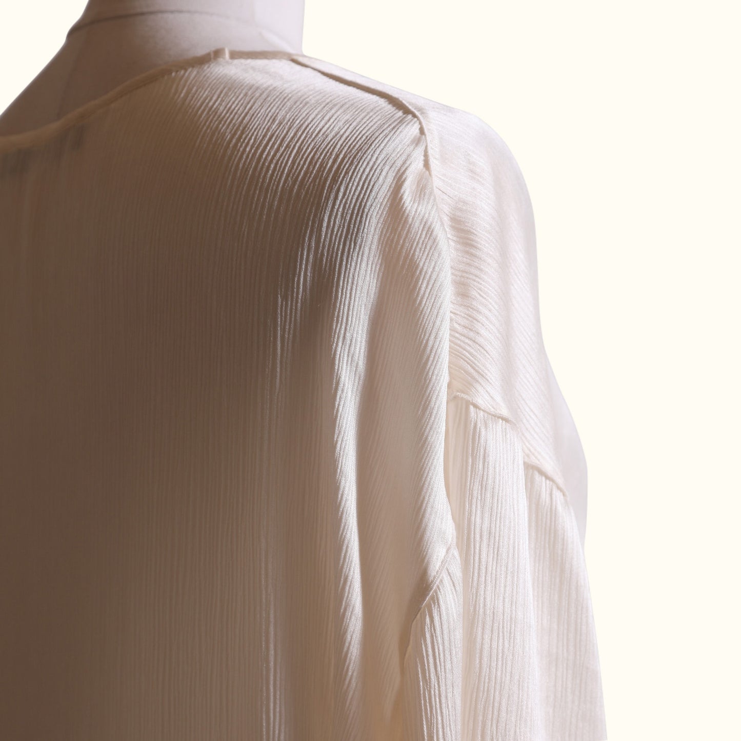 DOLCE & GABBANA Cream Crinkled Silk Logo Oversized Top