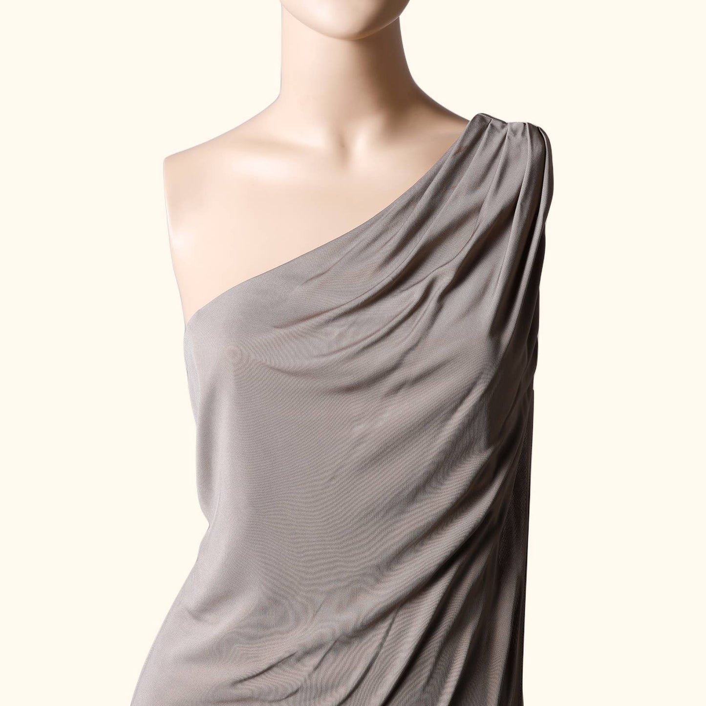 RAMY BROOK Light Gray One Shoulder Draped Dress