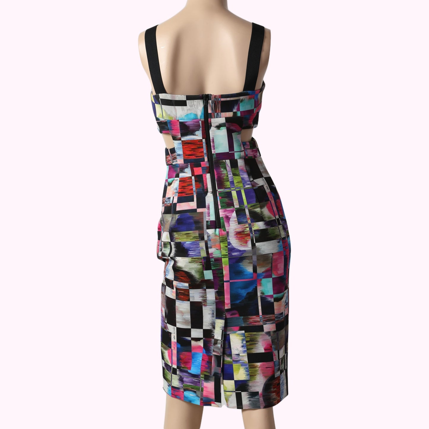MILLY Multicolor Abstract Cubist Print Cutout Bodycon Dress