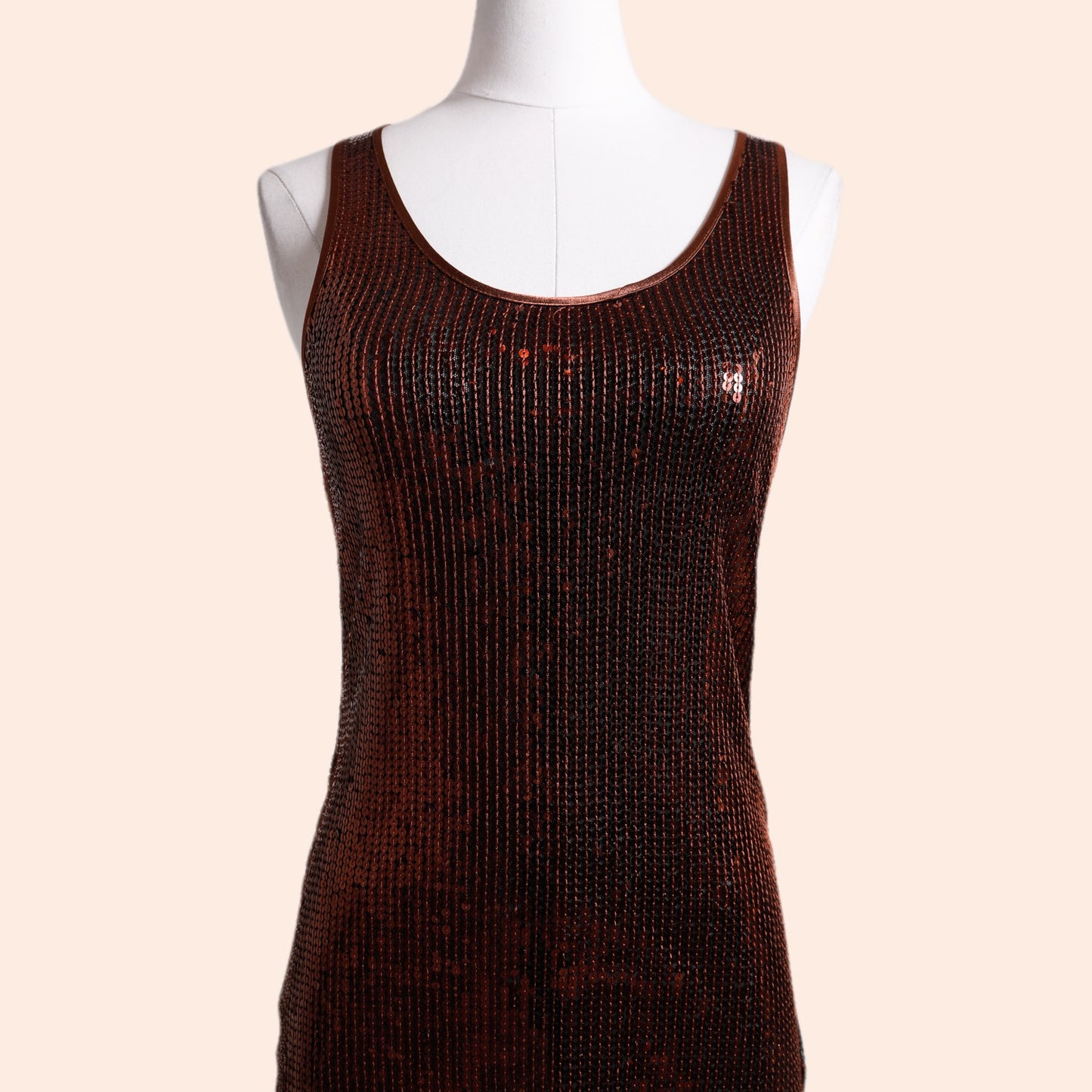 EVENING COLLECTION Vintage Bronze Sequin Tank Mini Dress