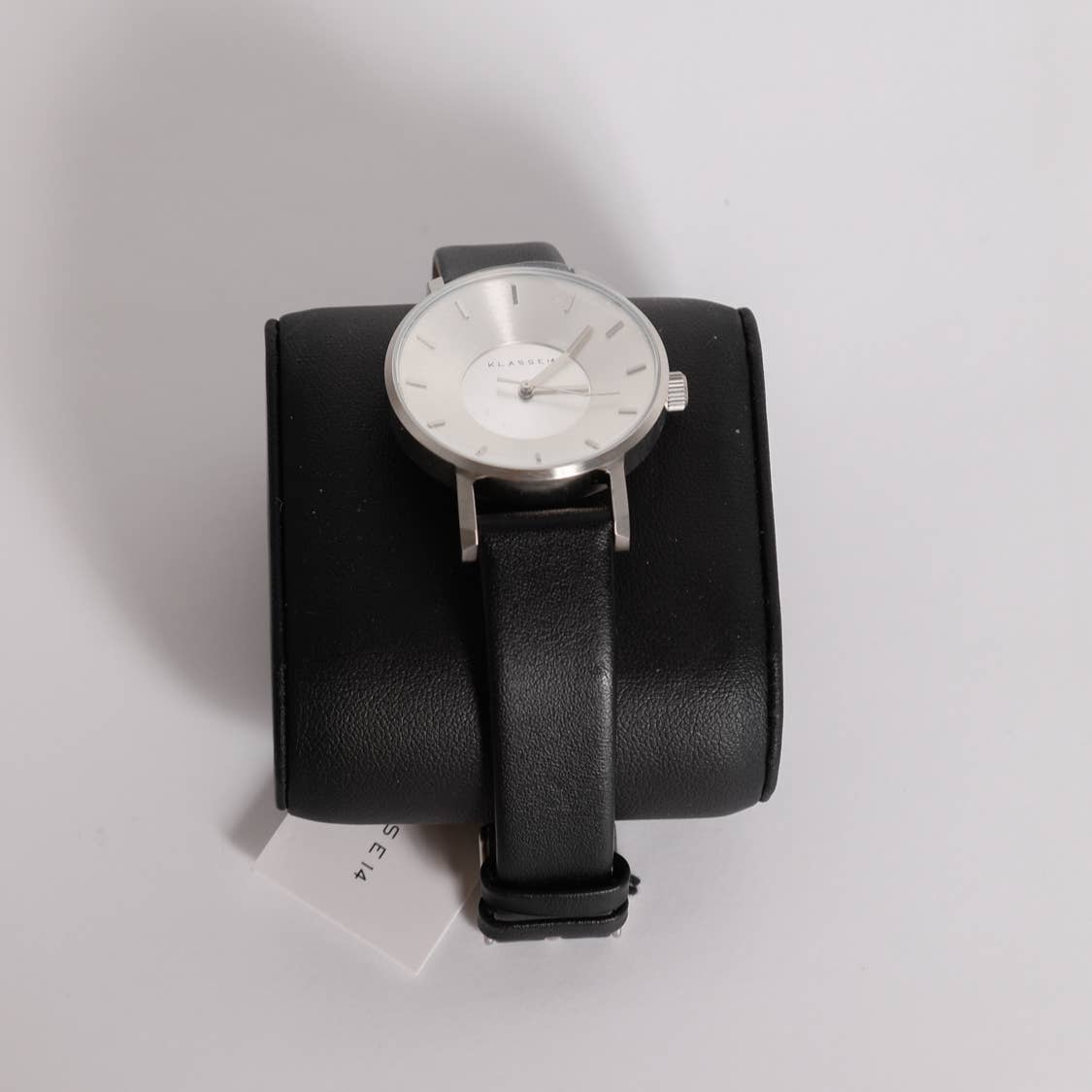 KLASSE 14 Stainless Steel Face with Black Leather Band Watch