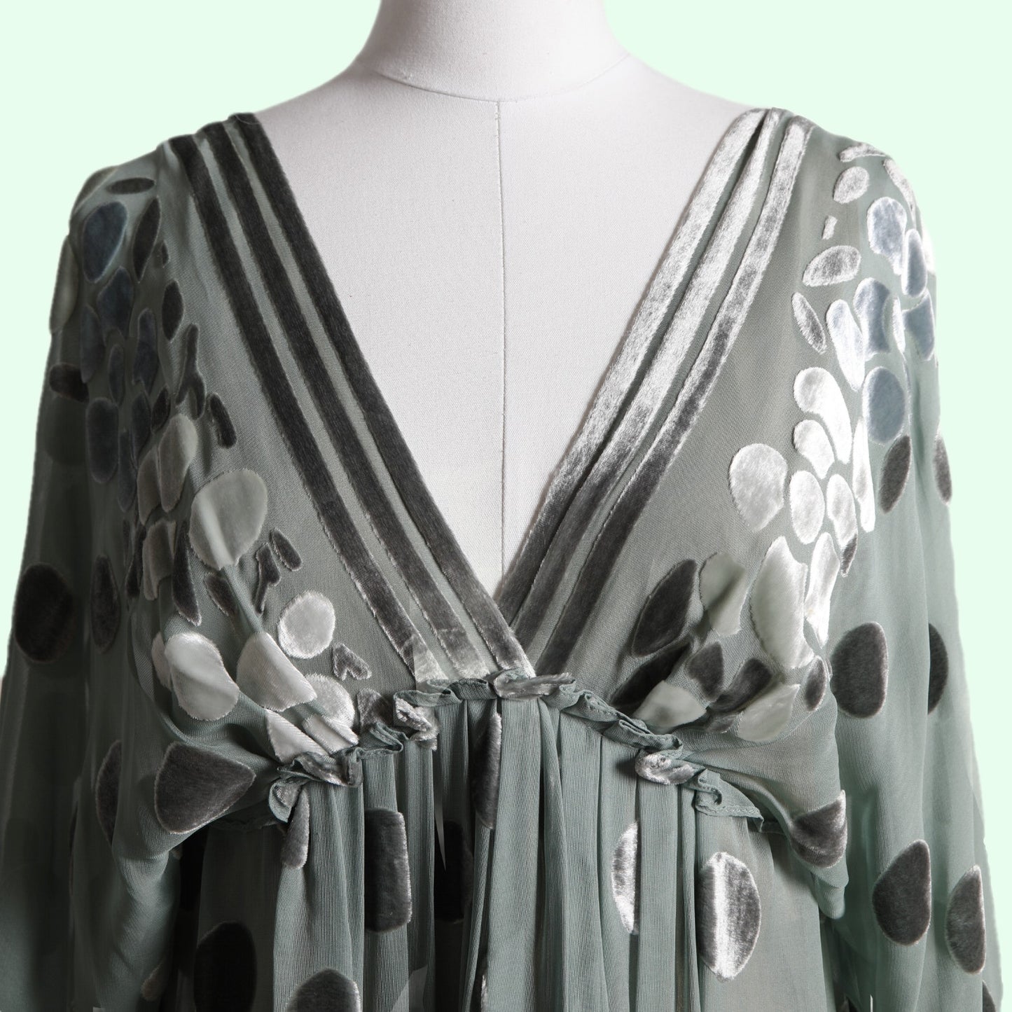 BCBGMAXAZRIA RUNWAY Turquoise Patterned Silk and Velvet Vintage Y2K Dress