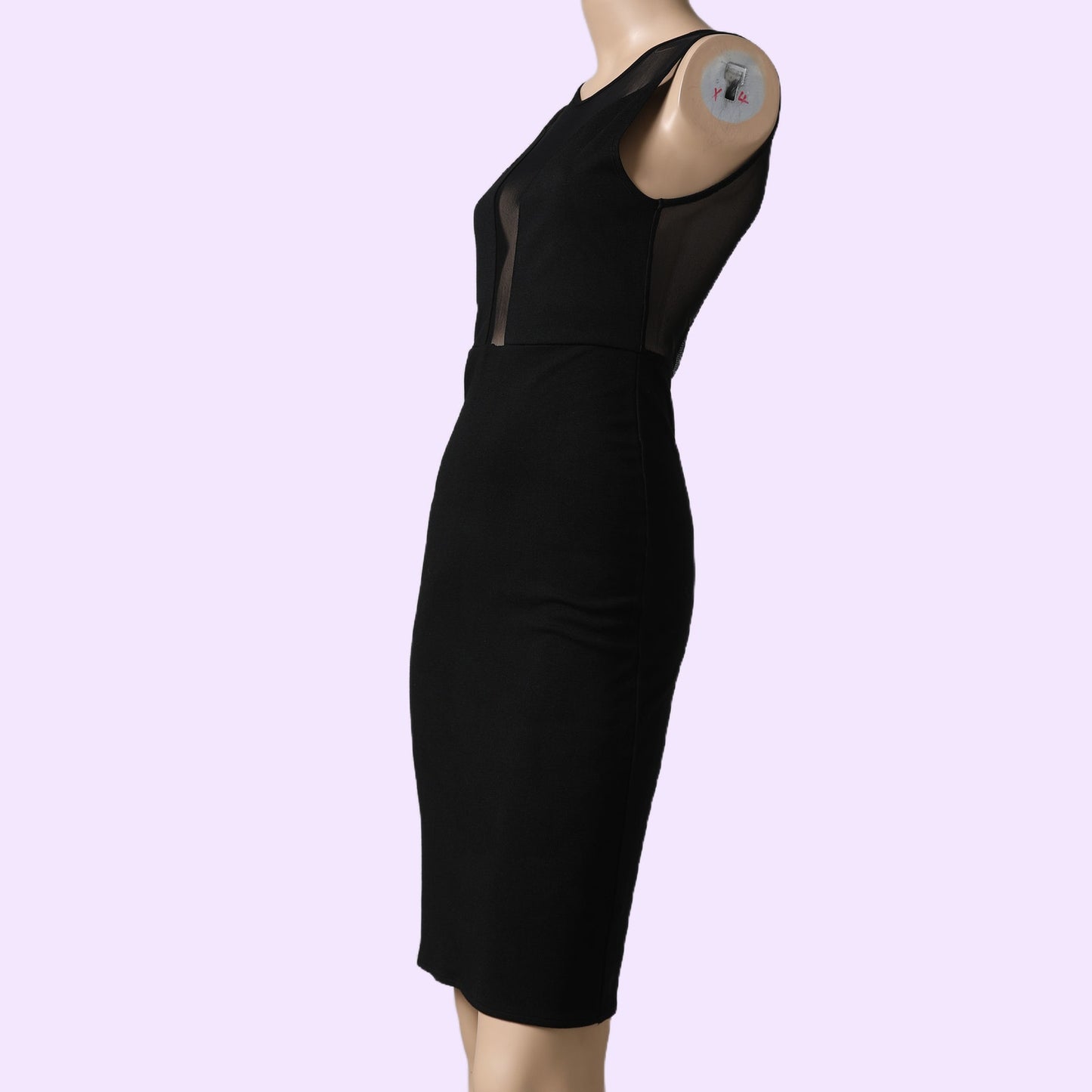 FOR LOVE & LEMONS Black Mesh Illusion Neckline Sleeveless Dress