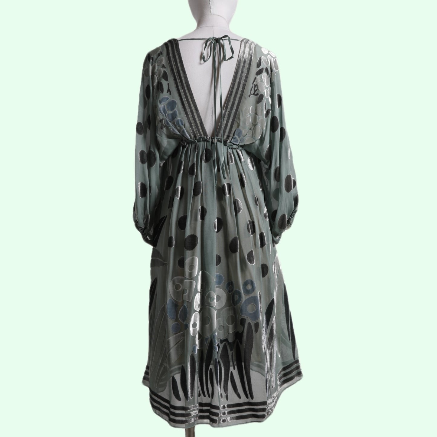 BCBGMAXAZRIA RUNWAY Turquoise Patterned Silk and Velvet Vintage Y2K Dress