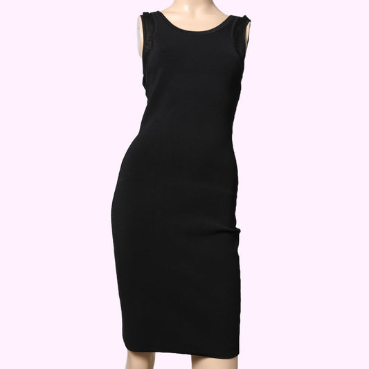 DIANE VON FURSTENBERG Black Sleeveless Bodycon Knit Dress