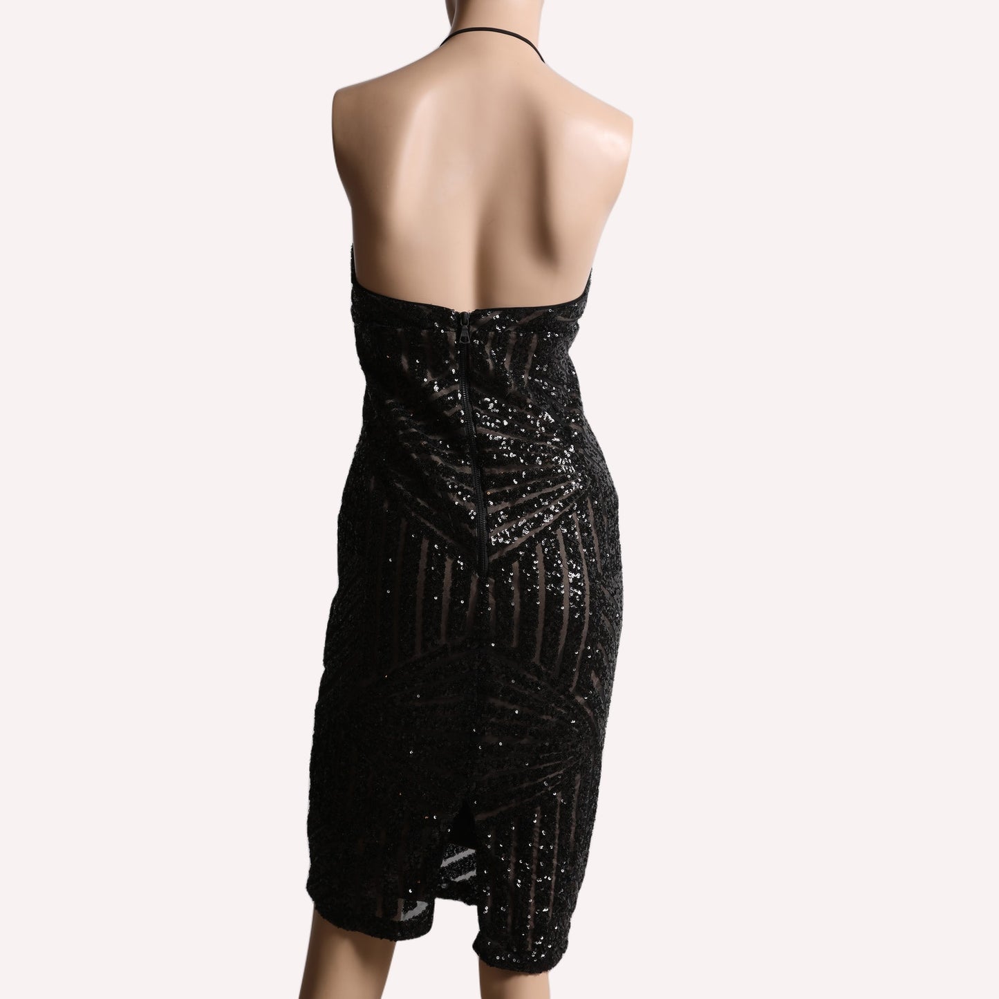 BARDOT Black Sequin Halter Knee Length Dress