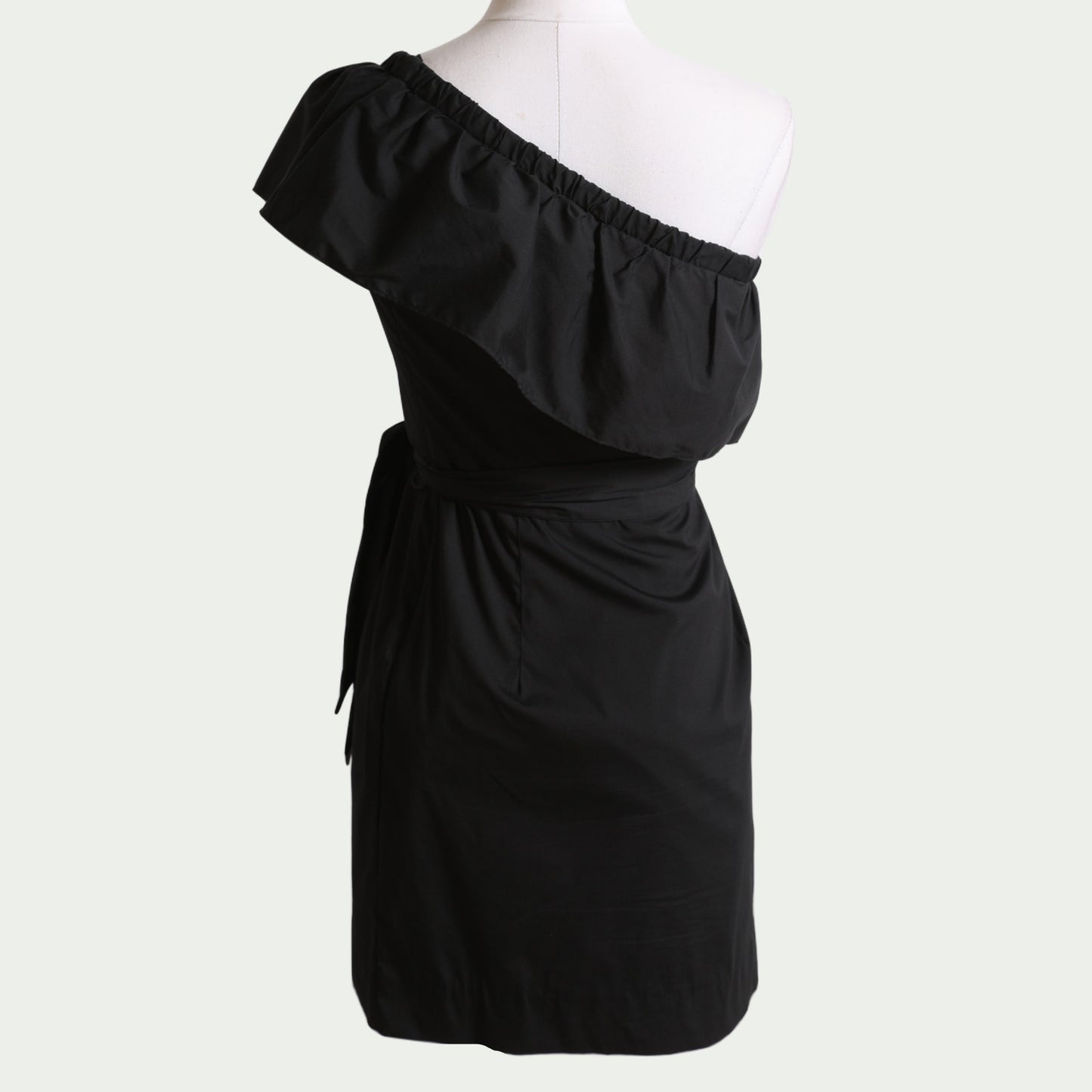 MILLY Black One Shoulder Ruffle Dress