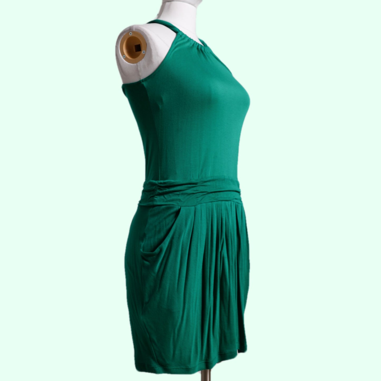 BCBGMAXAZRIA Turquoise Halter Sleeveless Mini Dress