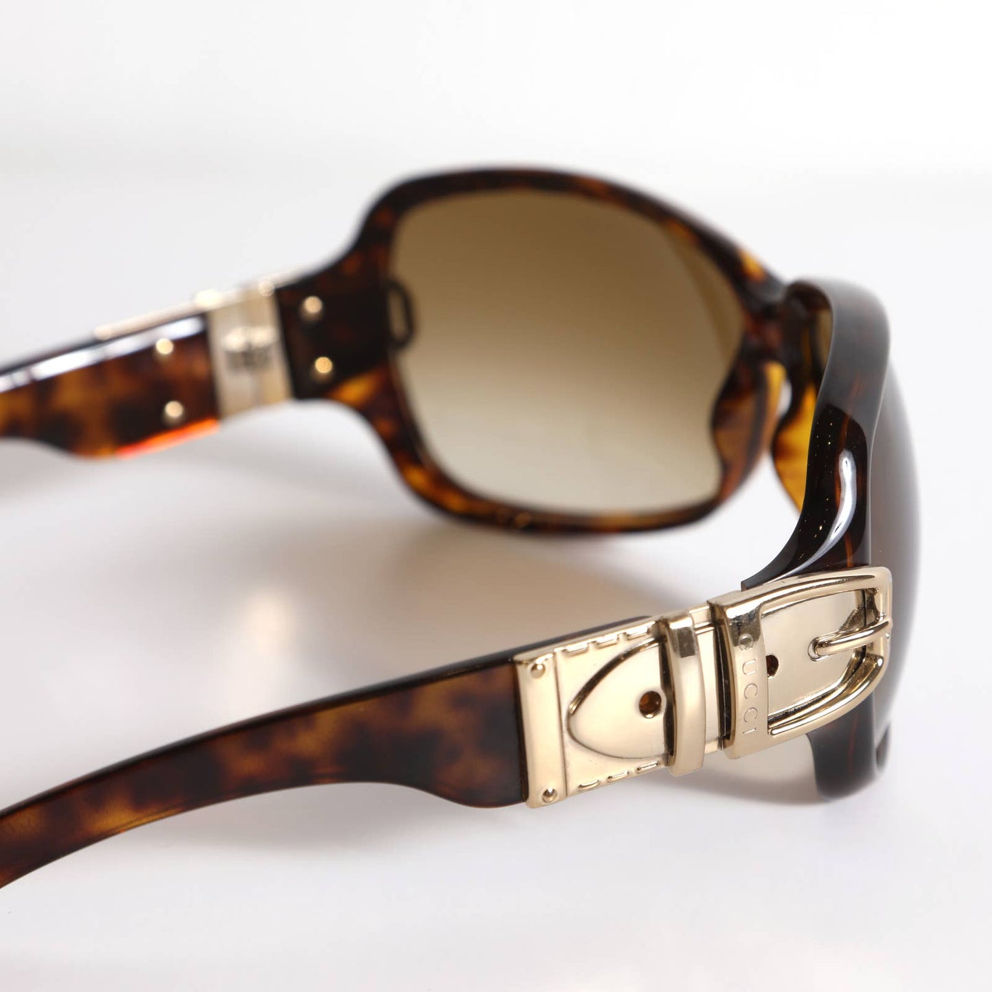 GUCCI Vintage Sunglasses Brown Tortoise with Gold Buckle