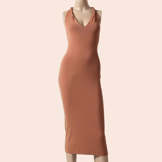 DION LEE Sand Rib-Knit Tank Maxi Dress