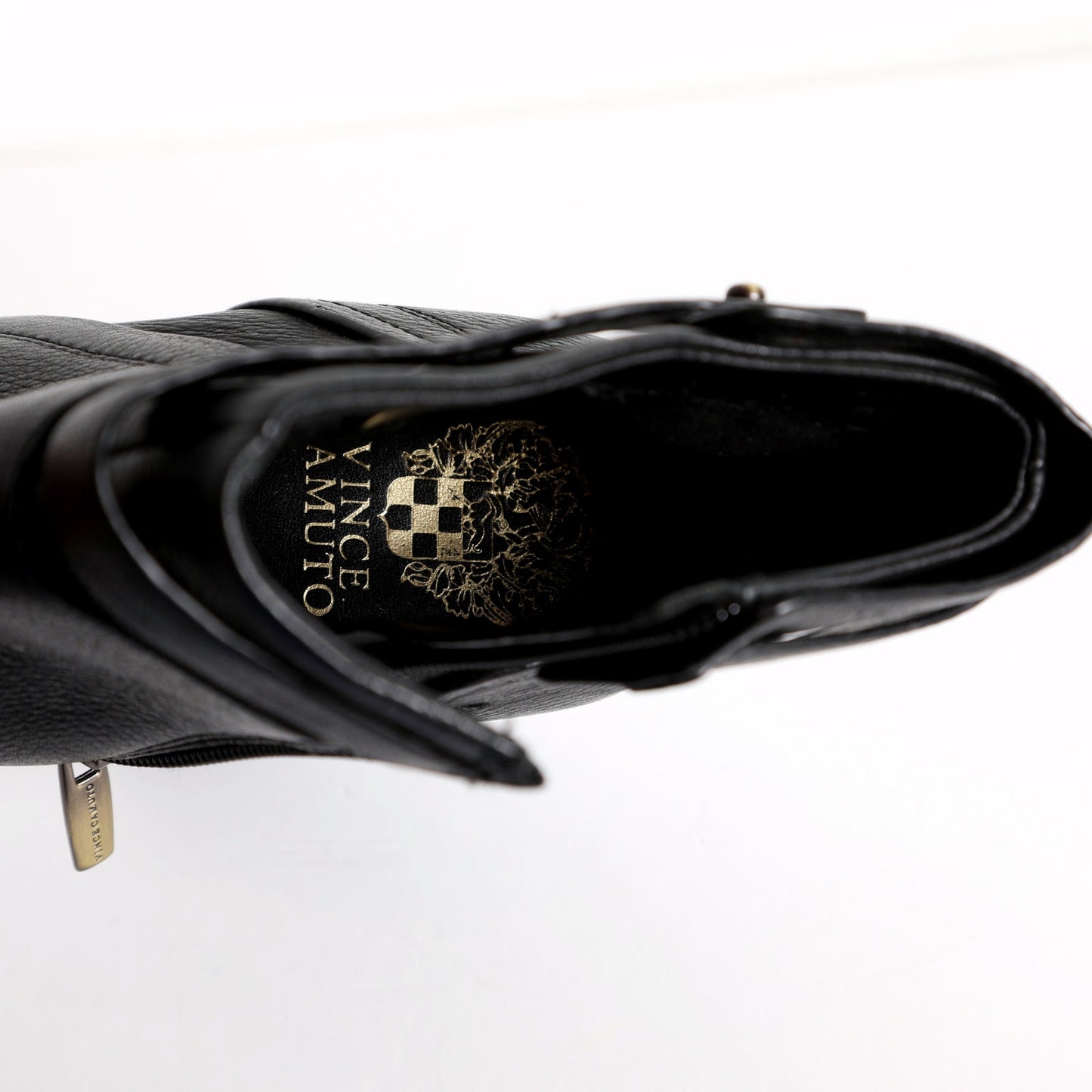 VINCE CAMUTO Black Leather Heeled Ankle Booties