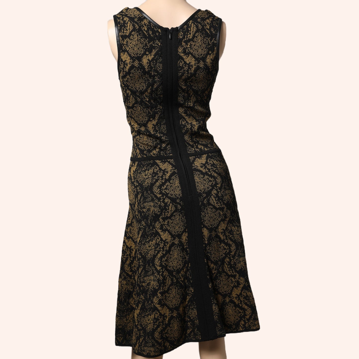 YIGAL AZROUEL CUT25 Black and Gold Jacquard Sleeveless Knit Dress