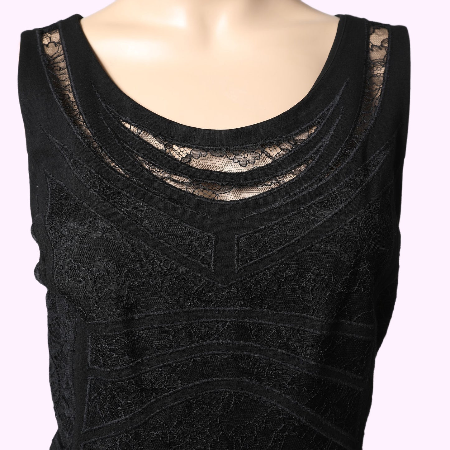 DIANE VON FURSTENBERG Black Lace Bodice Fit & Flare Dress