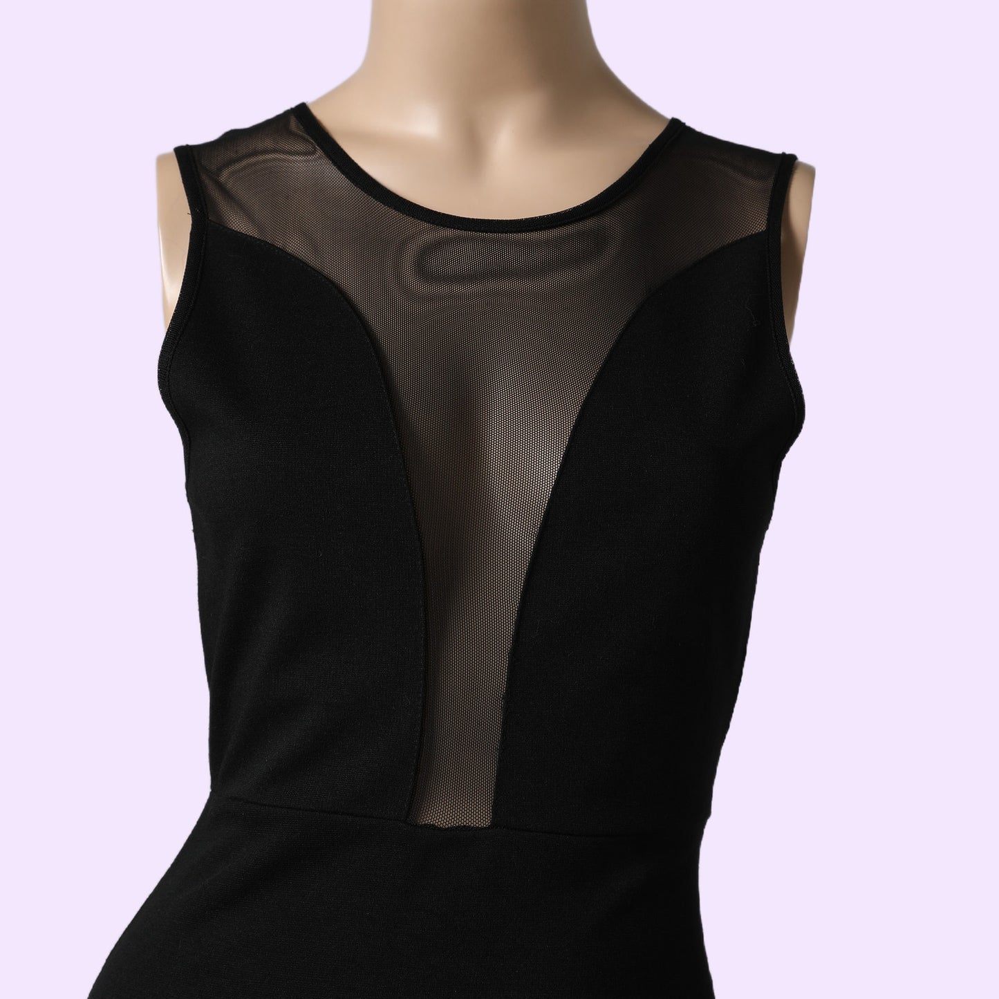 FOR LOVE & LEMONS Black Mesh Illusion Neckline Sleeveless Dress