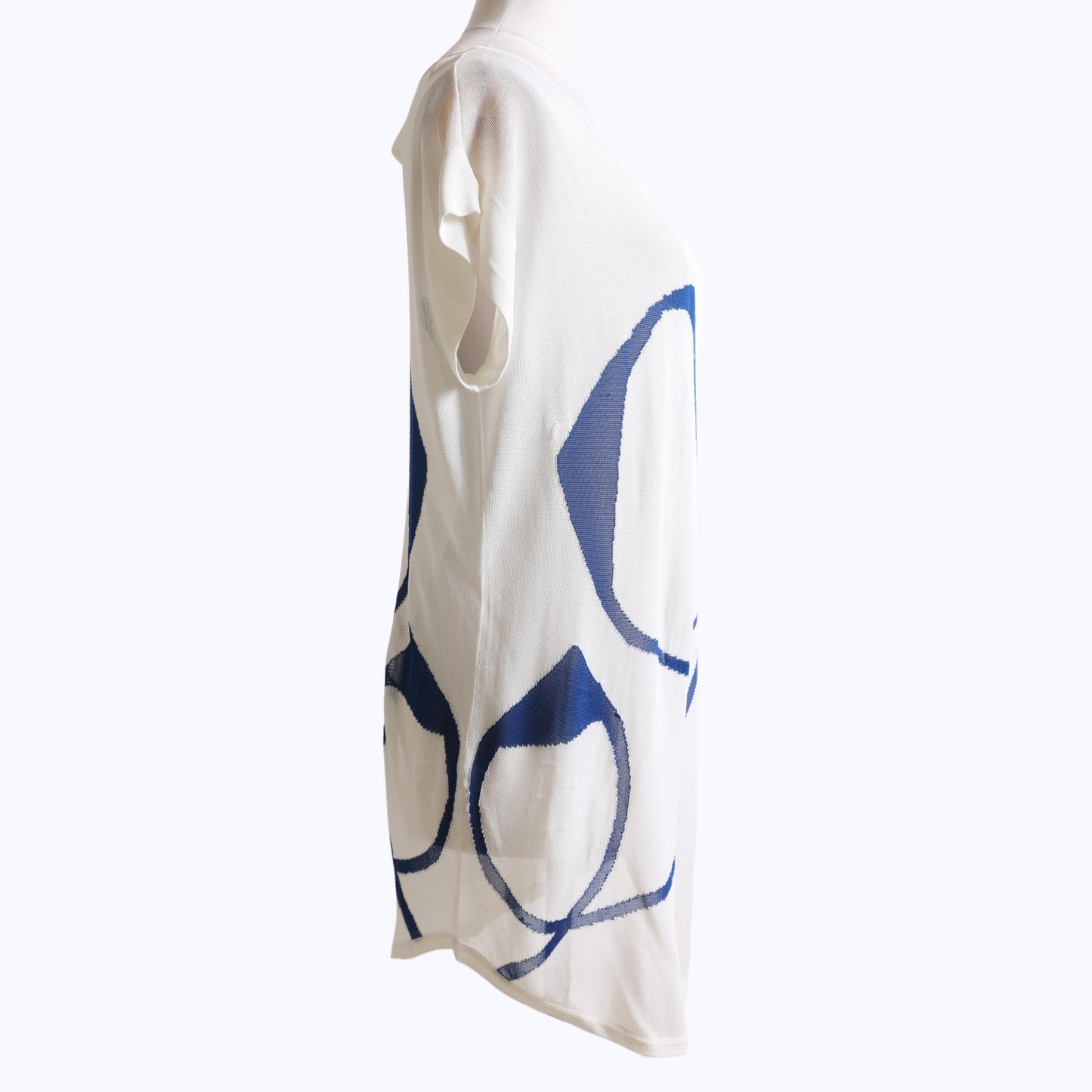 DIANE VON FURSTENBERG Vintage Y2K White and Blue Sheer Mesh T-Shirt Mini Dress