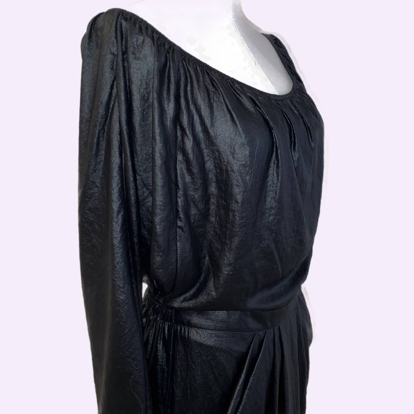 BCBGMAXAZRIA Long Sleeved Black Metallic Shimmery Dress