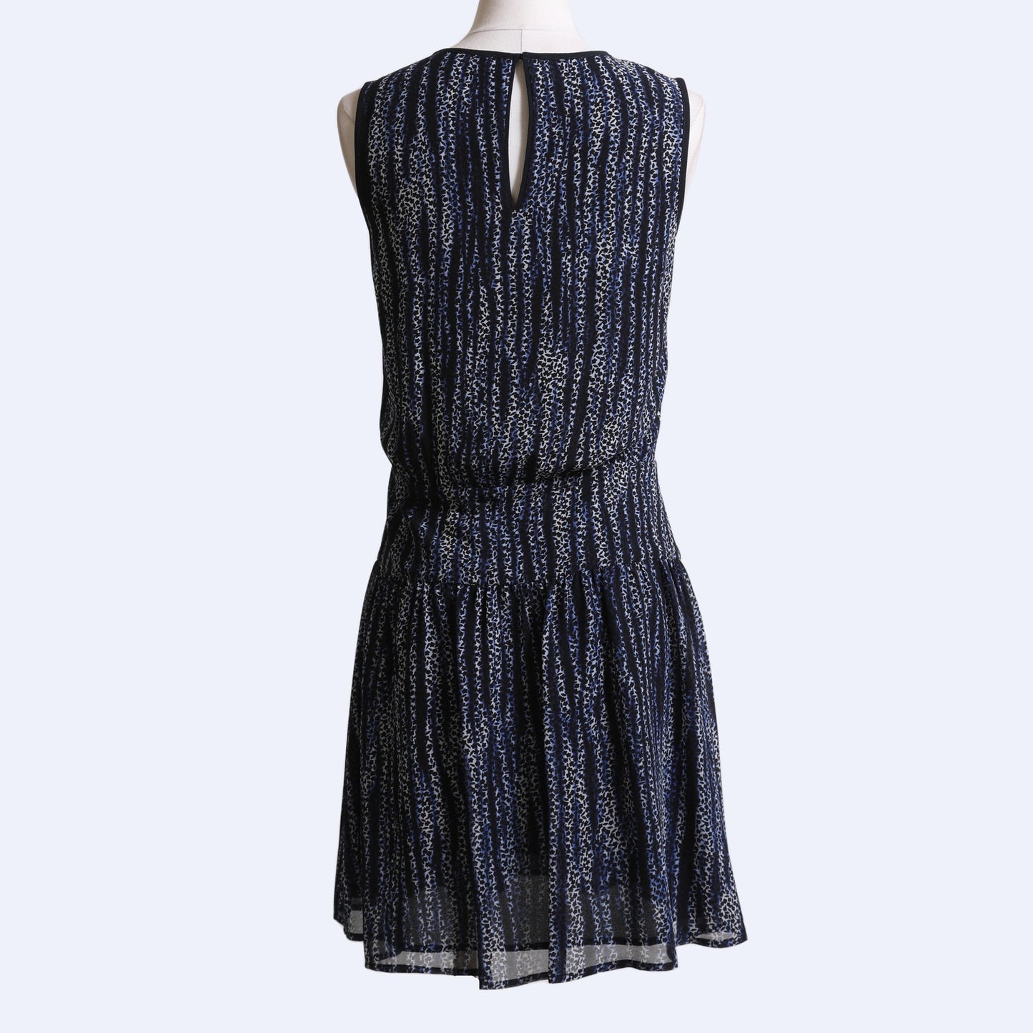 MICHAEL KORS Navy Smocked Georgette Sleeveless Dress