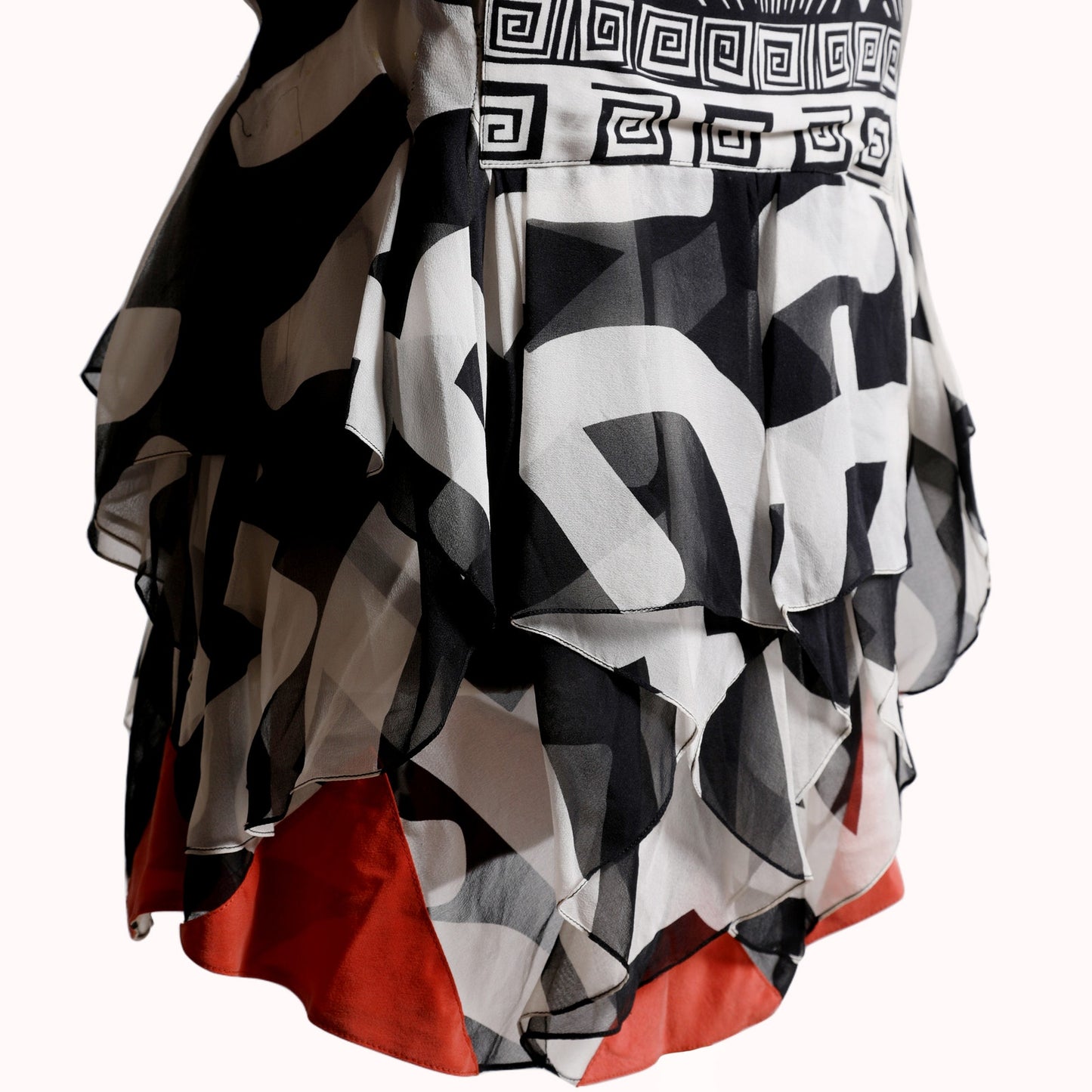 DIANE VON FURSTENBERG Vintage Chrysilla Black White Tribal Print Silk Mini Dress