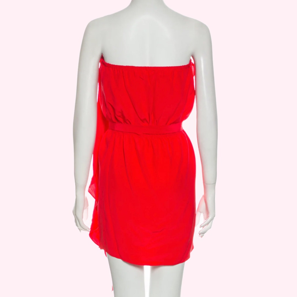 HAUTE HIPPIE Coral Red Strapless Mini Dress