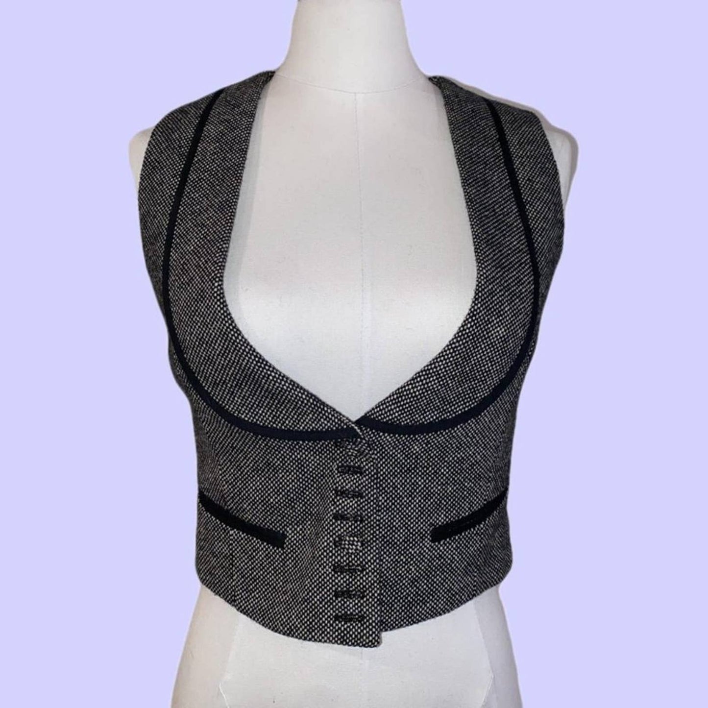 KATE MOSS for TOPSHOP Grey Sleeveless Button Up Wool Vest