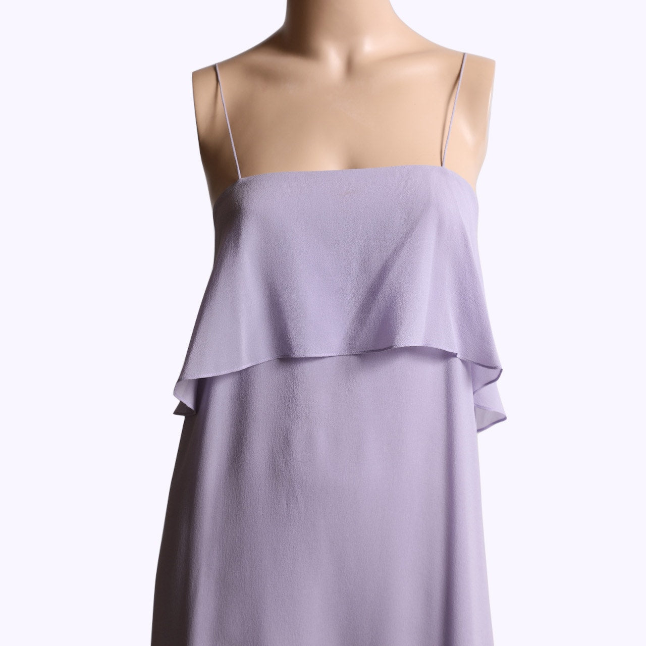 JOSEPH Vintage Lavender Silk Ruffle Overlay Knee Length Dress