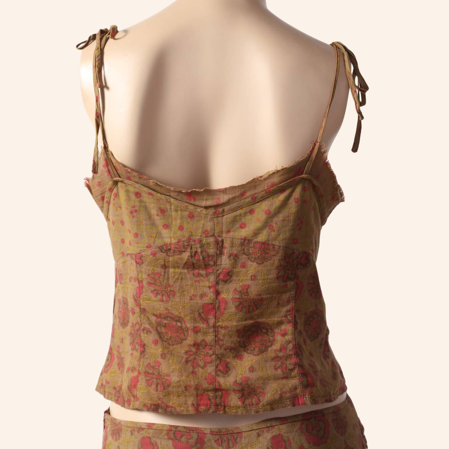 PLEIN SUD JEANS Vintage Brown and Red Floral Print Mini Skirt Set