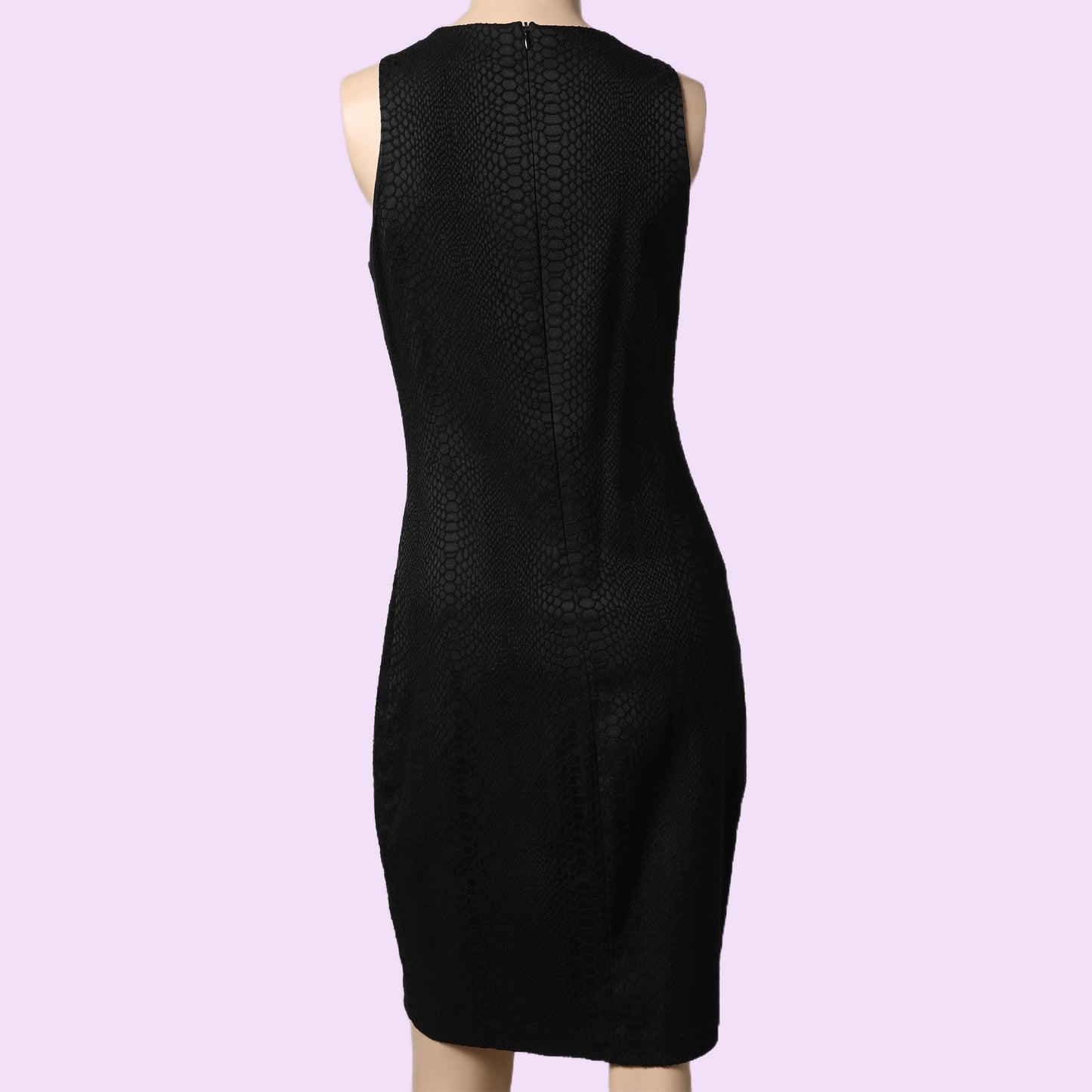 KAREN KANE Black Snake Jacquard Textured Stretch Sheath Knee Length Dress