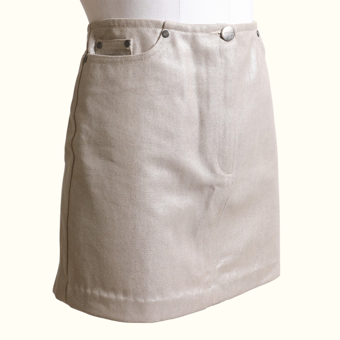 JOSEPH Vintage Metallic Champagne Mini Skirt