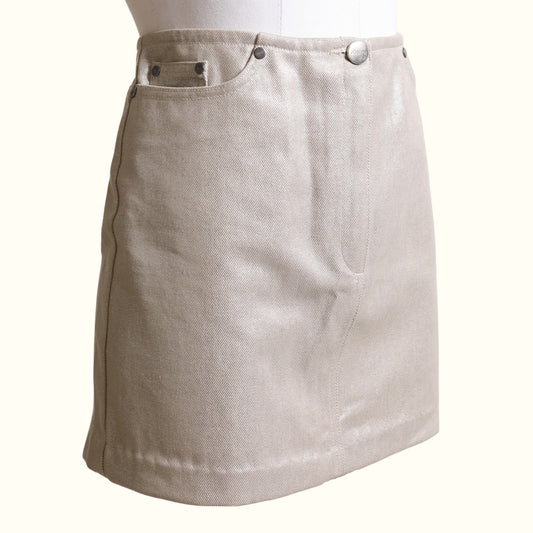 JOSEPH Vintage Metallic Champagne Mini Skirt
