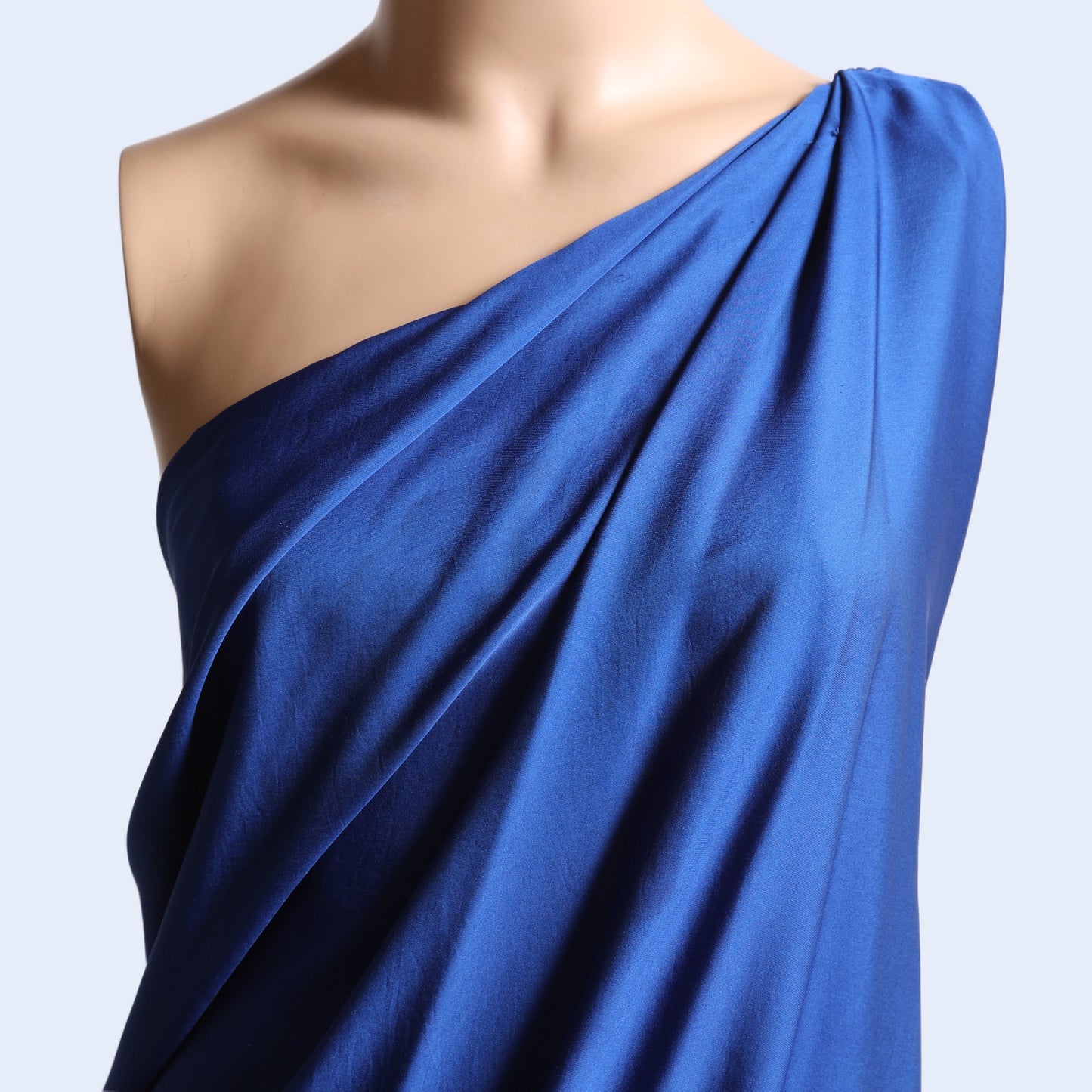 BCBGMAXAZRIA Vintage Blue One Shoulder Draped Mini Dress