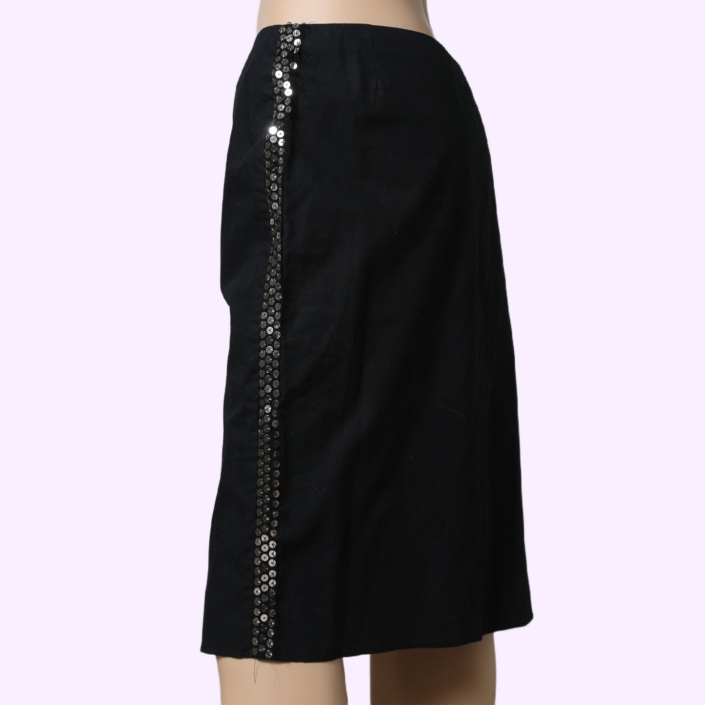 JEAN COLONNA Black And Silver Sequin Vintage Pencil Skirt