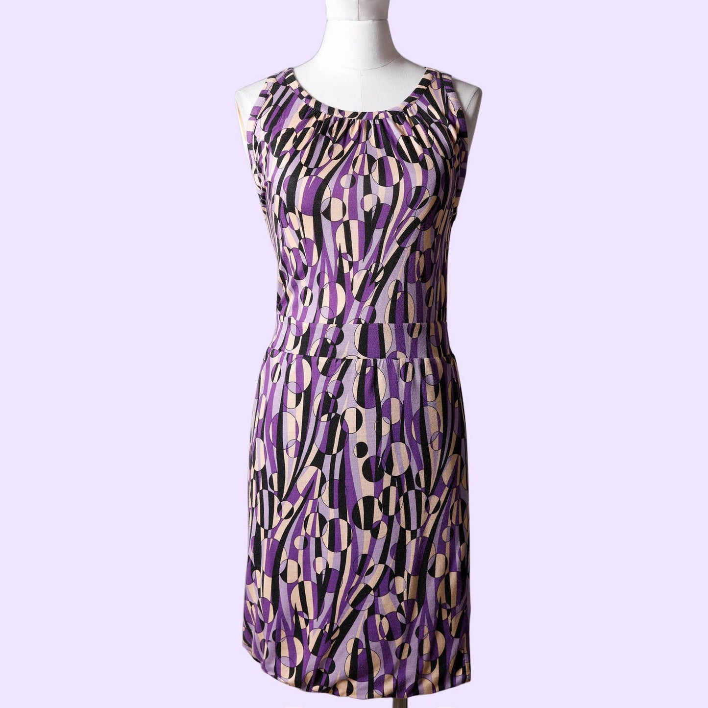 M MISSONI Multicolor Lavender Printed Knee Length Sleeveless Dress  