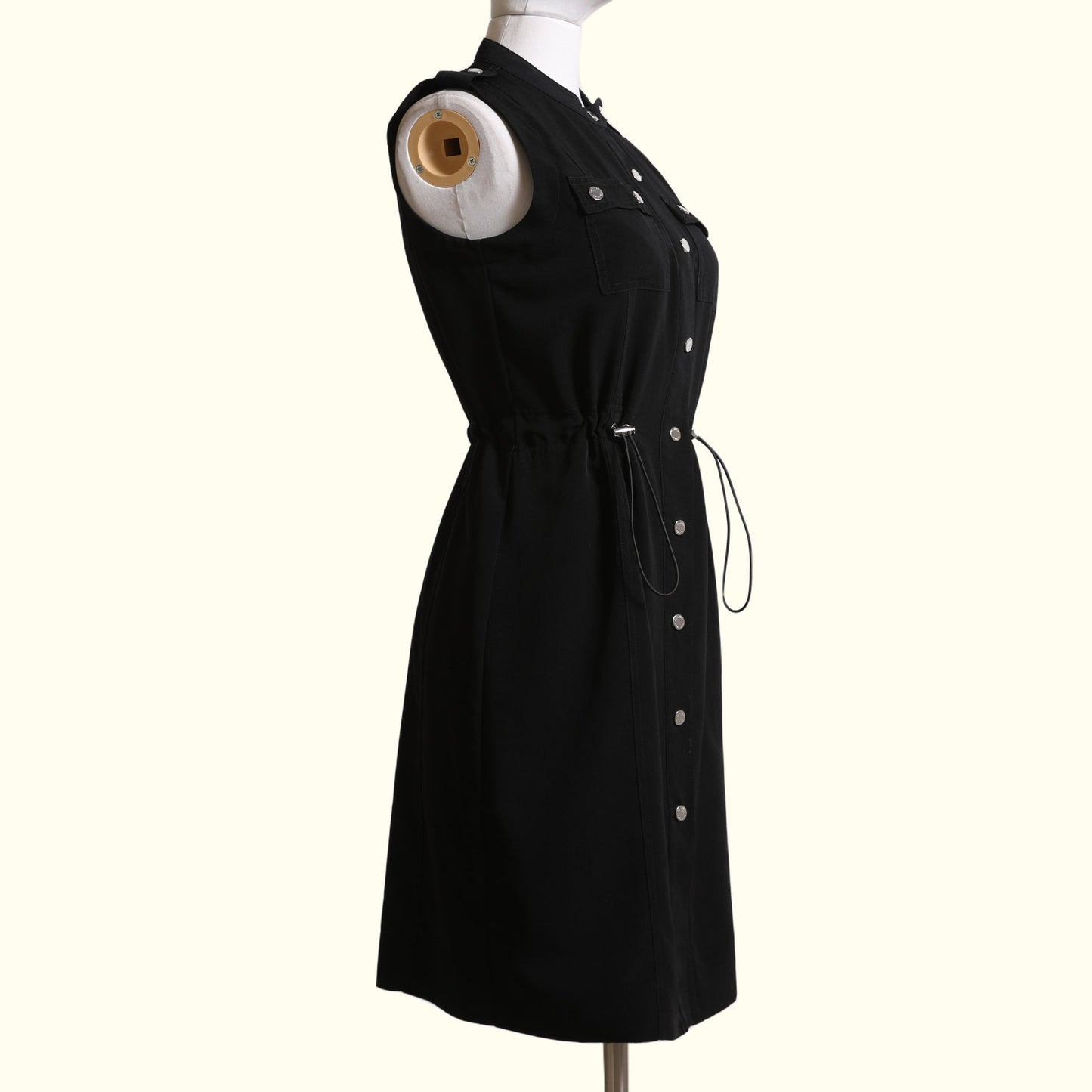 CALVIN KLEIN Black Sleeveless Snap Button Utility Dress