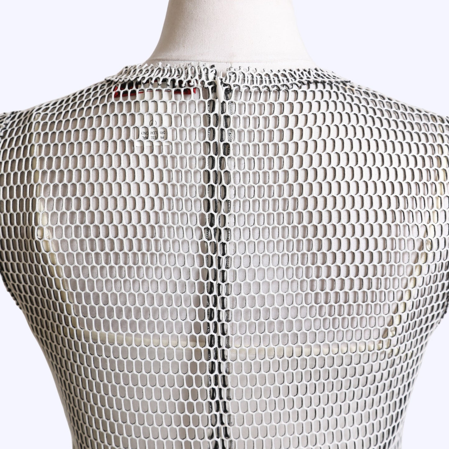 VIVIENNE TAM Black and White Netted Floral Tank
