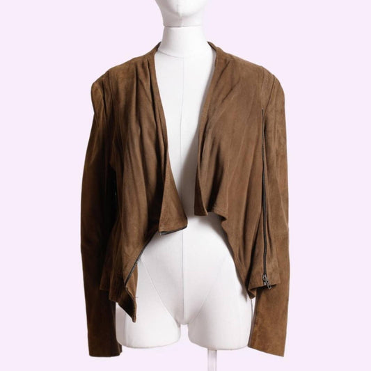 MUUBAA Brown Suede Vintage Long Sleeve Jacket