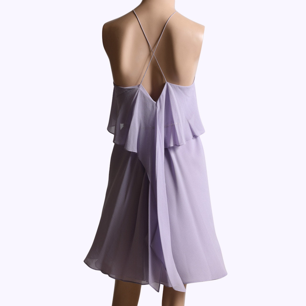 JOSEPH Vintage Lavender Silk Ruffle Overlay Knee Length Dress