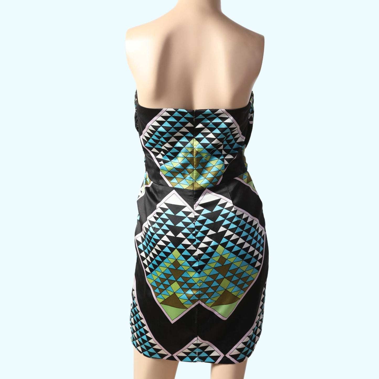 MARA HOFFMAN Black and Multicolor Strapless Silk Dress