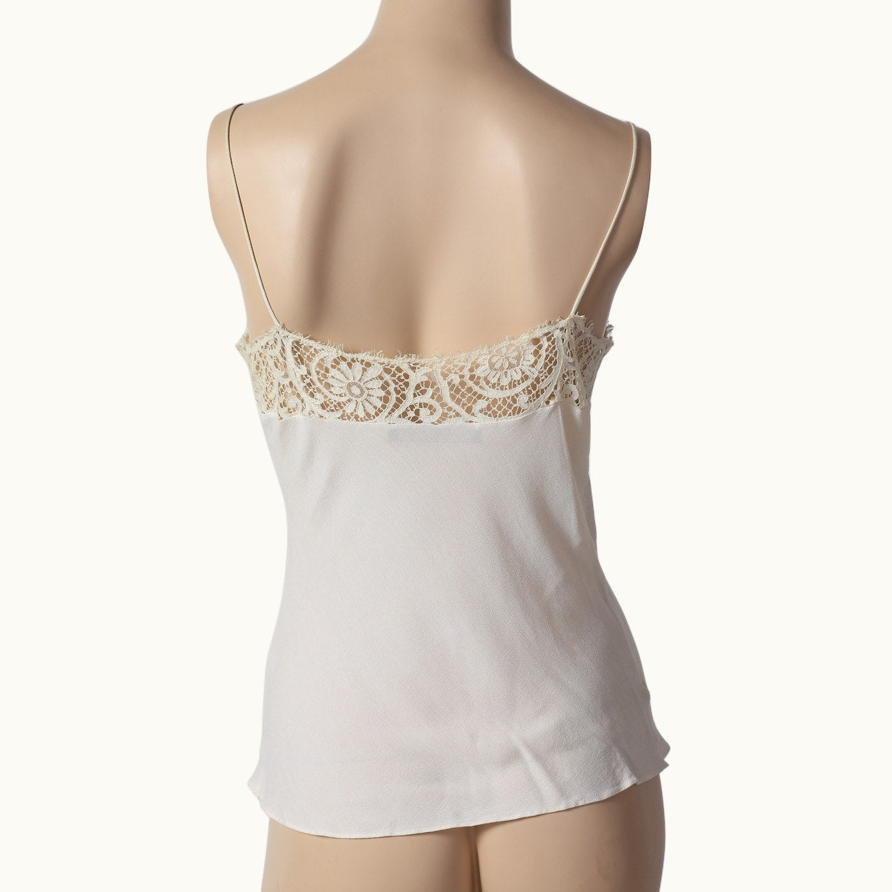 CATHERINE BRICKHILL Vintage Y2K Cream Lace Trim Camisole Tank Top