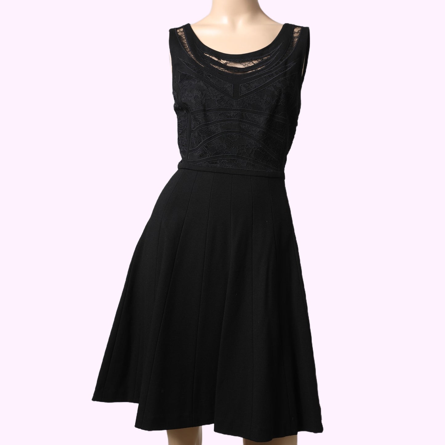DIANE VON FURSTENBERG Black Lace Bodice Fit & Flare Dress