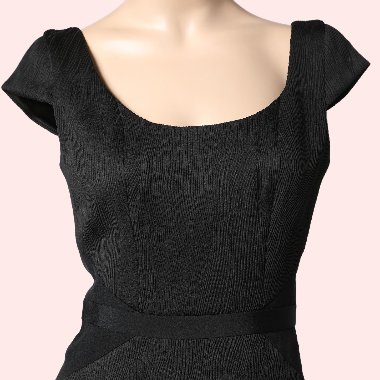 JAY GODFREY Black Scoop Neck Textured Pencil Dress